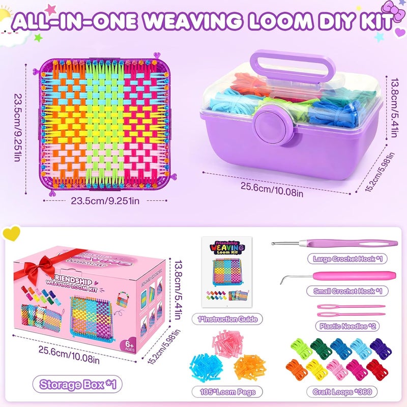 DoubleCare 478 Pcs Weaving Loom Kit with Portable Case, Perfect for Making Handbags, Potholder Maker, Bracelet for DIY Crafters & Makers, Complete Craft Kit with Hooks, Gift for Christmas, Birthday, Purple - Image 2